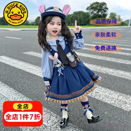 G.DUCKKIDS童裝洛麗塔公主裙女童連衣裙夏季朱迪兒童裙子兔子警官生日蓬蓬裙 裙子+掛件腰帶尾巴【春秋裝】 100 尺碼2~3歲【 90-100cm】