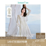 茵曼新中式流蘇盤扣襯衫兩件套夏季女裝刺繡吊帶裙套裝 梨花杏 L