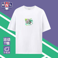 亞獅龍（RSL）夏運動(dòng)t恤吸汗不粘身微彈男女同款羽毛球文化衫休閑短袖 白色 吸汗/不粘身 M 建議120-140斤