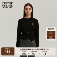 Teenie Weenie小熊女裝簡約針織衫女秋冬針織開衫罩衫短外套上衣 黑色 XS (155)