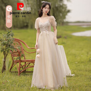 皮爾卡丹（pierre cardin）伴娘服2025新款仙氣婚禮姐妹團(tuán)顯瘦閨蜜春秋香檳晚禮服女平時(shí)可穿 香檳C長(zhǎng)款 M