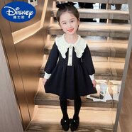 迪士尼（Disney）兒童紅色秋季裙子珍珠過(guò)年服新年拜年服女童秋女寶寶秋冬連衣裙 黑色 150 cm