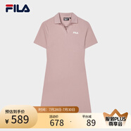 FILA 斐樂官方女子針織連衣裙時(shí)尚修身POLO領(lǐng)短袖裙子 瓊脂粉-PK M (165) 84A
