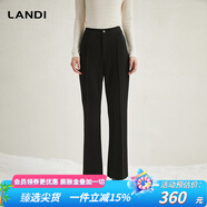 藍(lán)地（LANDI）黑色修身顯瘦氣質(zhì)高腰微喇褲女舒適休閑長褲冬新品 黑色 M