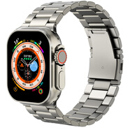 時(shí)仕適用apple watch ultra3 ultra2表帶鋼鐵俠純鈦金屬表帶蘋(píng)果手表iWatch s11/10/9/8/7/6/5se表帶 鈦色【三珠款】 44/45/46/49mm