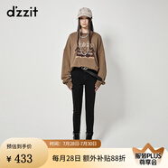 DZZIT地素加絨牛仔高腰打底褲秋冬黑色小腳褲設(shè)計(jì)女 黑色（批次一） 常規(guī) XS