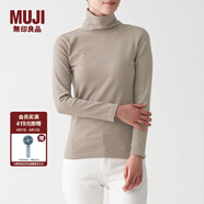 無印良品 MUJI 女式 彈力羅紋編織 高領長袖T恤 BBM01A1A 深咖啡色 L