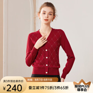 經(jīng)典故事（JANE STORY）高端紅色針織衫女春秋2025新款長袖薄款打底針織上衣含羊毛毛衣 大紅 M