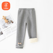 貝瑞加（Babyprints）兒童打底褲冬季寶寶加絨棉褲女孩加厚百搭長(zhǎng)褲保暖褲子 淺灰150