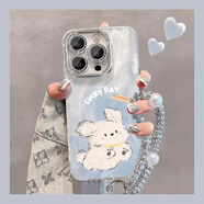 千語(yǔ)殼 適用華為P30手機殼p30pro新款女幸運小狗2025年自帶閃鉆鏡頭膜軟邊硬殼全包防摔散熱保護套高級感 銀色J-飛盤(pán)小狗A+彩鉆掛繩 華為P30