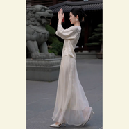 ONEDEW夏季流行新中式國風(fēng)套裝高端精致高級感醋酸緞面白色提花連衣裙女 白色上衣[2025夏裝搭配一整套氣 M [100-115斤]