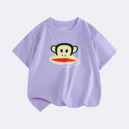大嘴猴（paul frank）童裝短袖T恤2025夏款中大童舒適透氣印花純棉時尚男女童衣服 435F紫色 140