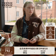 Teenie Weenie小熊女裝色美式高街復(fù)古潮酷棒球服短外套毛呢大衣 棕色 XS