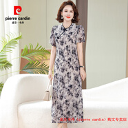 皮爾卡丹（pierre cardin）媽媽夏裝連衣裙氣質(zhì)2025新款時(shí)尚高貴中老年女人夏季收腰裙子洋氣 蝴蝶黑 2XL 建議110-125斤內(nèi)