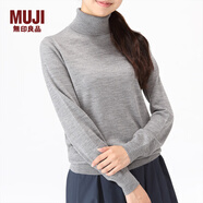 無印良品 MUJI 女式 天竺 高領(lǐng)毛衣 W8AA871 秋冬長袖針織衫 灰色 M
