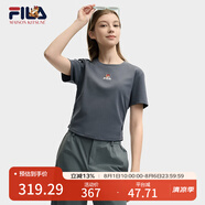 FILA 韓素希同款|斐樂(lè )官方女裝針織短袖2025夏新款修身小狐貍刺繡T恤 默魅灰-DY L 170/88A/L