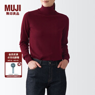 無印良品（MUJI）女式 天竺 可水洗高領(lǐng)毛衣 長袖針織衫 BAG05A1A 紫紅色 L 165/88A