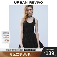 UR2025夏季新款女裝設(shè)計感大蝴蝶結(jié)裝飾無袖連衣裙UYV750037 正黑 (偏短) S