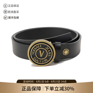VERSACE JEANS COUTURE范思哲 新品 男士可裁剪板扣式腰帶商務(wù)正裝皮帶七夕禮物男 75YA6F41 ZP228 PK3 黑金V字徽章 110
