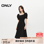 ONLY 2025春季氣質(zhì)復(fù)古方領(lǐng)泡泡袖中長(zhǎng)款連衣裙女|125107026