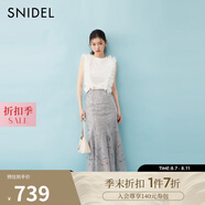 SNIDEL2025春夏新品優(yōu)雅百搭高腰蕾絲鏤空鉤花半身裙SWFS252012 灰色 M (1)