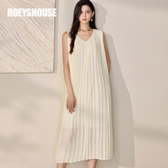 ROEYSHOUSE羅衣時(shí)尚度假風(fēng)雪紡百褶連衣裙2025夏季新款高級杏色無(wú)袖裙12031 杏色 2XL