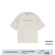 BODYDREAM索羅娜涼感短袖男夏季重磅破洞情侶裝t恤五分袖休閑上衣 米色（涼感） L