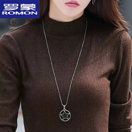 羅蒙（ROMON）純棉半高領(lǐng)長袖打底衫女新款秋冬季內(nèi)搭螺紋T恤女黑色長袖上衣服 咖啡色. XL 115-125斤)