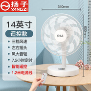 揚(yáng)子臺(tái)式電風(fēng)扇桌面扇家用風(fēng)扇輕音節(jié)能換氣扇搖頭電扇辦公室宿舍出租房小型臥室省電風(fēng)大空調(diào)伴侶 14寸遙控款【金屬網(wǎng)罩】