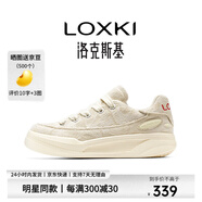 LOXKI/洛克斯基【明星同款】板鞋子男潮流經(jīng)典百搭休閑鞋男 小圓鞋Lite 米白百納 -帆布面 39