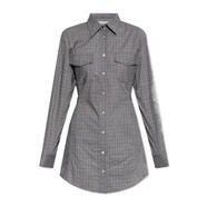 Acne Studios格紋長(zhǎng)袖連衣裙翻領(lǐng)紐扣女式休閑服飾 灰色 均碼 |EU-36