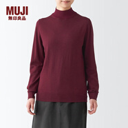 無(wú)印良品（MUJI）女式 天竺 可水洗 半高領(lǐng)毛衣 長(zhǎng)袖針織衫  BAG14A2A 深紫紅色 S 155/80A