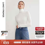 朗姿【王楚然同款】純羊毛高領(lǐng)針織衫春冬內搭打底上衣曠野美拉德 白色 S