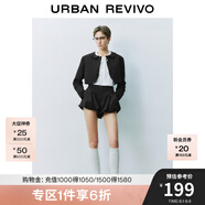 UR2025春季新款女裝法式復(fù)古娃娃領(lǐng)短款寬松外套UYU150011 黑色 (偏短) S