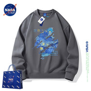 NASALIKE官方重磅衛(wèi)衣男秋冬季新款印花圓領(lǐng)長袖t恤男士落肩袖上衣打底衫 25新款灰色 新面料 2XL