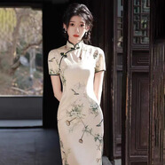 妙奕嘉旗袍中國(guó)風(fēng)新中式連衣裙小個(gè)子高級(jí)感2025年新款改良旗袍裙中長(zhǎng)款 中國(guó)風(fēng)改良素雅旗袍【煙雨江南】 M （建議95-105斤）