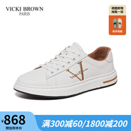 VICKI BROWN【VB男鞋】法國品牌簡約潮流板鞋刺繡百搭小白鞋舒適休閑鞋男 白金色 41