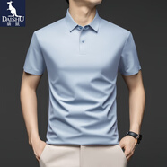 袋鼠（DAISHU）短袖T恤男翻領(lǐng)純色polo衫夏季新款商務(wù)休閑無(wú)痕涼感半袖體恤上衣 天藍色 L /170