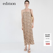 edition吊帶裙女新款復古碎花壓褶連衣裙度假風(fēng)一字領(lǐng)長(cháng)裙 混合印花色 S/160