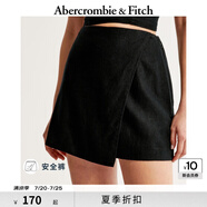 ABERCROMBIE & FITCH女裝24夏款亞麻混紡美式辣妹修身高腰短裙半身裙KI143-4052 黑色 XXS (160/60A)