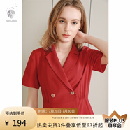 范思藍(lán)恩正式氣質(zhì)通勤連衣裙女夏季收腰顯瘦面試西裝裙 紅色 L