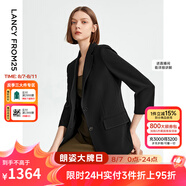 朗姿【三醋酸Basic衣櫥】白色女士小西裝外套夏新款西服明星同款 黑色2 XL