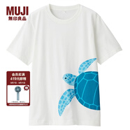 無印良品 MUJI 男女通用 印度棉天竺編織 印花T恤 無性別男款女款 海龜 XS