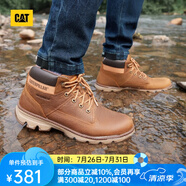 CAT卡特馬丁靴工裝靴男鞋防潑水牛皮鞋面城市輕戶外中幫短靴P723264 深棕色 39