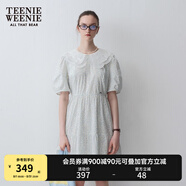 Teenie Weenie小熊女裝簡(jiǎn)約夏季法式氣質(zhì)連衣裙蕾絲娃娃領(lǐng)收腰裙子 淺藍(lán)色 L (170)