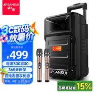山水（SANSUI） A8-66 8英寸廣場舞音響移動便攜式拉桿音響戶外藍牙音箱帶無線麥克風教學擺攤擴音器 【旗艦plus版】8寸重低音+雙麥