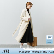范思藍(lán)恩22FS4099西裝式雙面呢子大衣女中長(zhǎng)款秋冬韓系羊毛呢外套 奶杏色 S