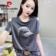 皮爾卡丹（pierre cardin）歐洲站潮流女裝2025夏新款燙鉆帽子露肩純色T恤圓領(lǐng)百搭個(gè)性上衣 2024黑色2025 S 【建議90斤以?xún)取?
                                         title=