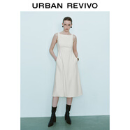 UR2025秋季新款女裝法式氣質(zhì)通勤一字領(lǐng)無(wú)袖連衣裙UWM750004 米白 S