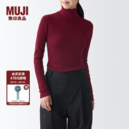 無印良品（MUJI）女式 羅紋可水洗高領(lǐng)毛衣 長袖打底針織衫上衣毛衫 BAG01A1A 紫紅色 XS 150/76A